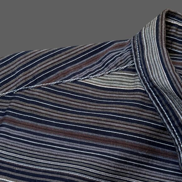 Rhythm. Striped Gray SS Button Up mens Size XL GUC - Picture 5 of 8